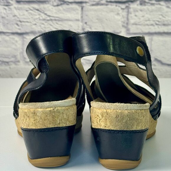 Dansko Cecily Black Leather Wedge Sandals – Size 40 (US 9.5-10) - Picture 4 of 7